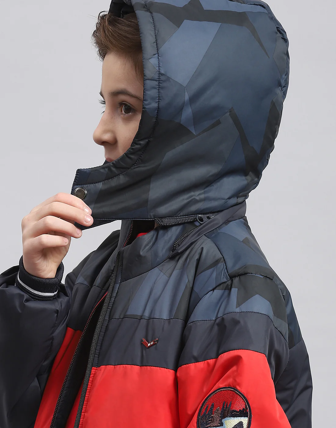 Boys Navy Blue Solid Hooded Full Sleeve Boys Jacket - Image 7