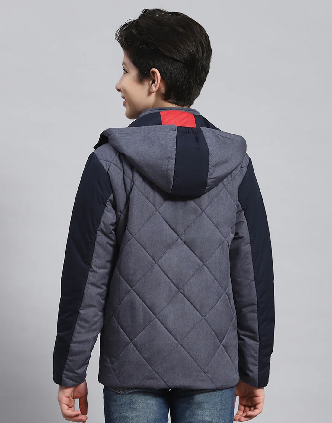 Boys Navy Blue Solid Hooded Full Sleeve Boys Jacket - Image 5