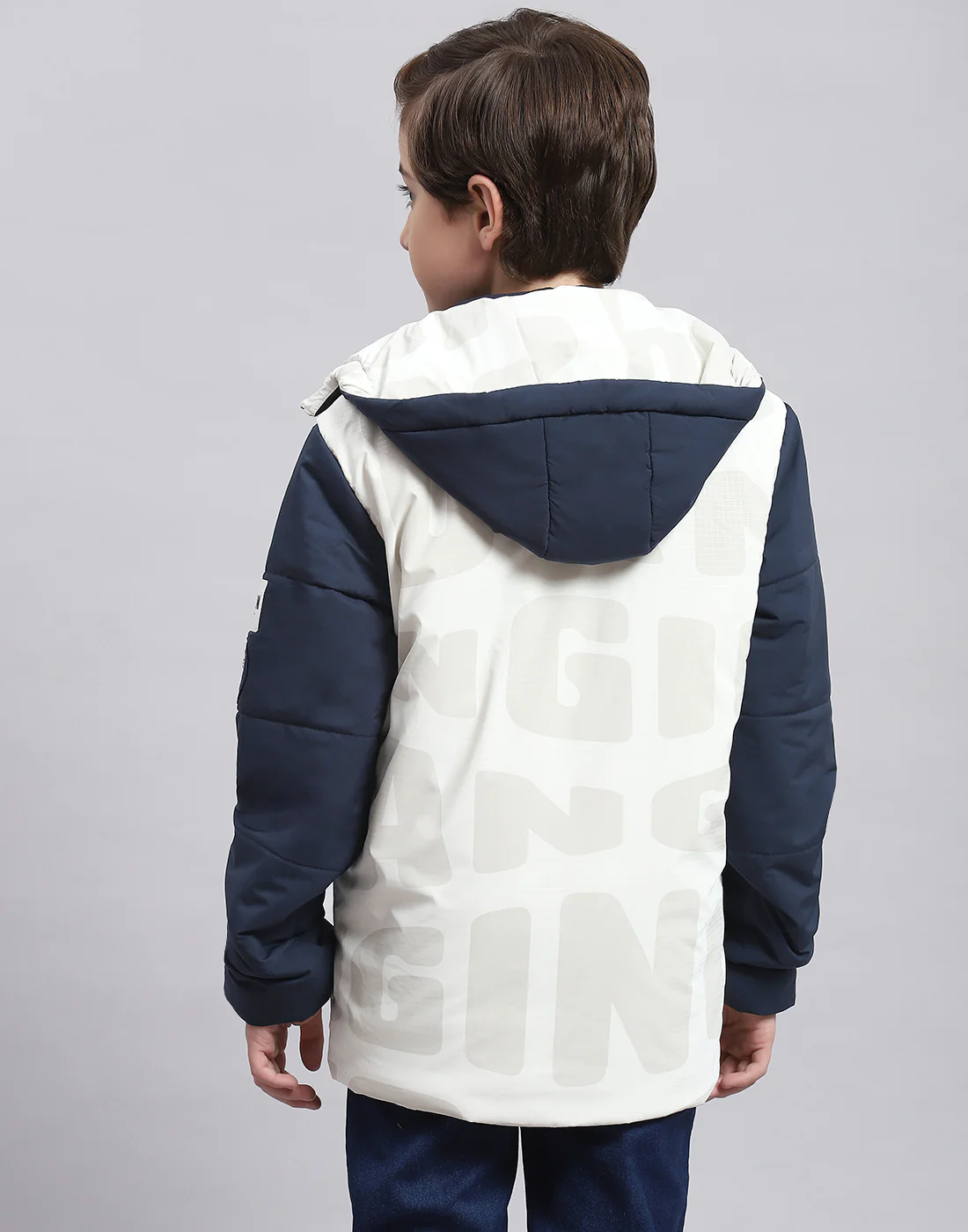 Boys Navy Blue Solid Hooded Full Sleeve Boys Jacket - Image 5