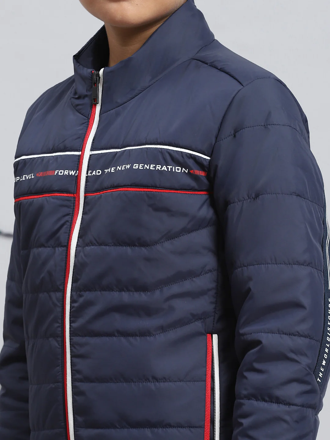 Boys Navy Blue Solid Jacket - Image 6