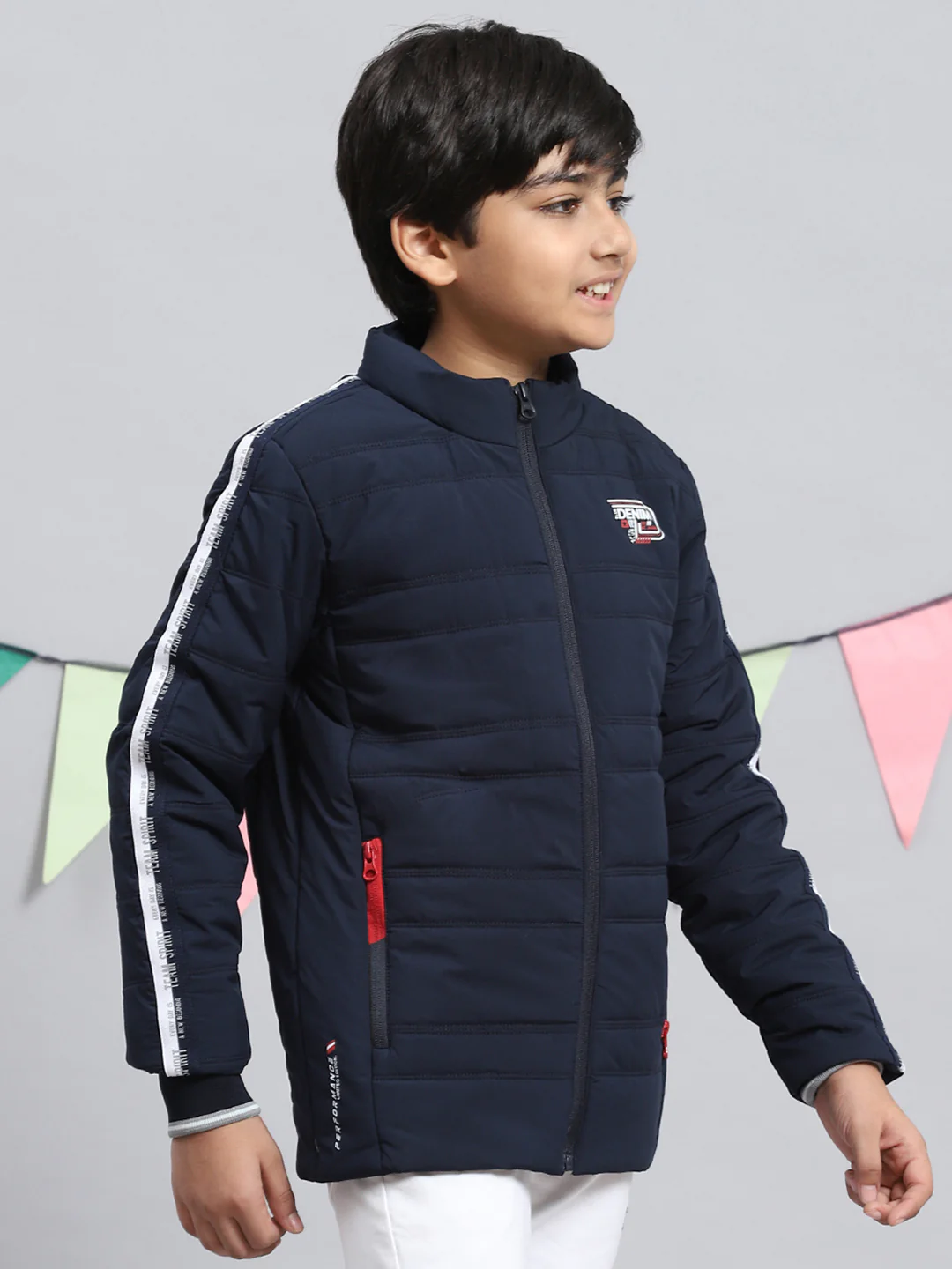 Boys Navy Blue Solid Jacket - Image 2
