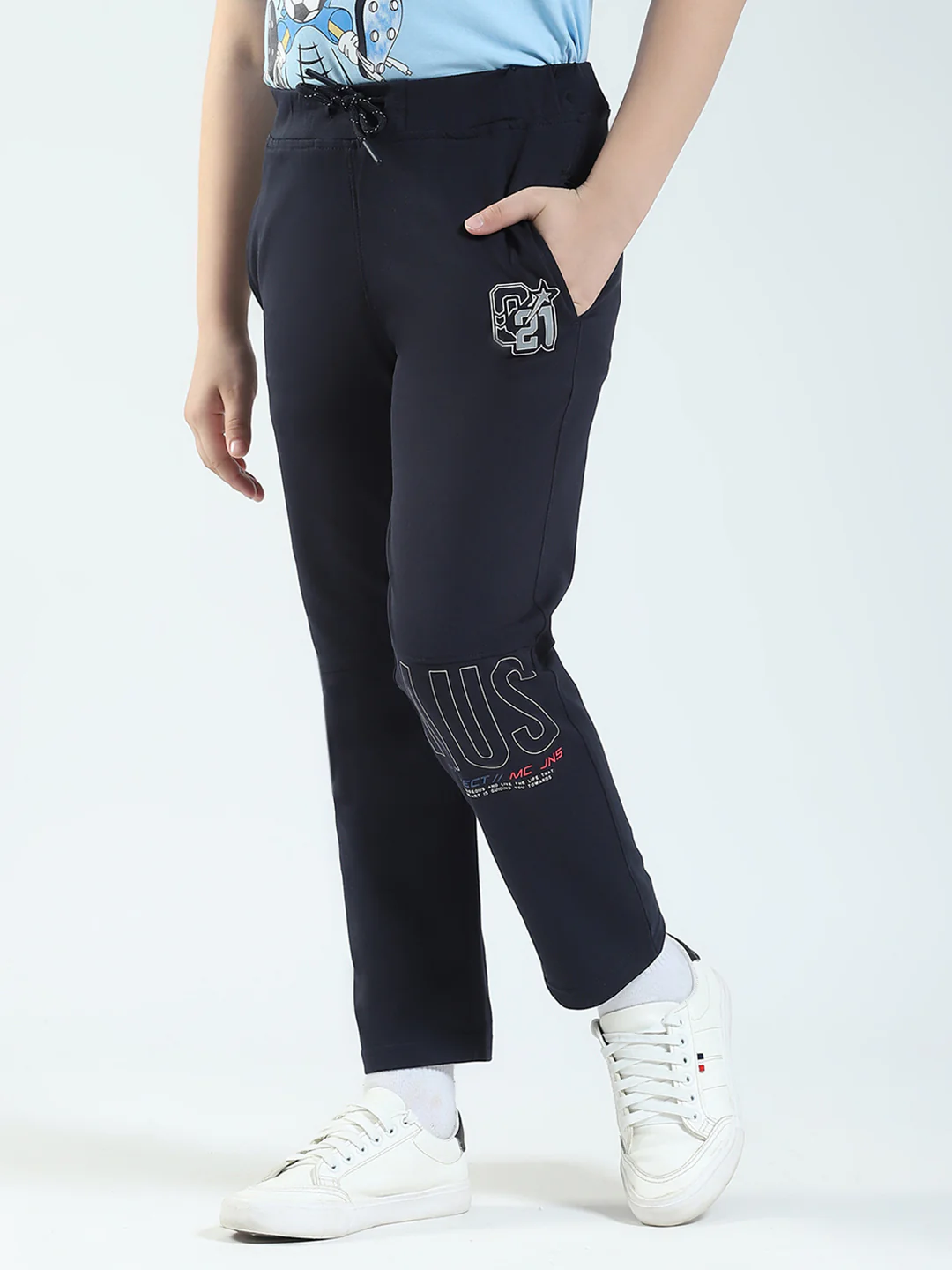 Boys Navy Blue Solid Regular Fit Lower - Image 3