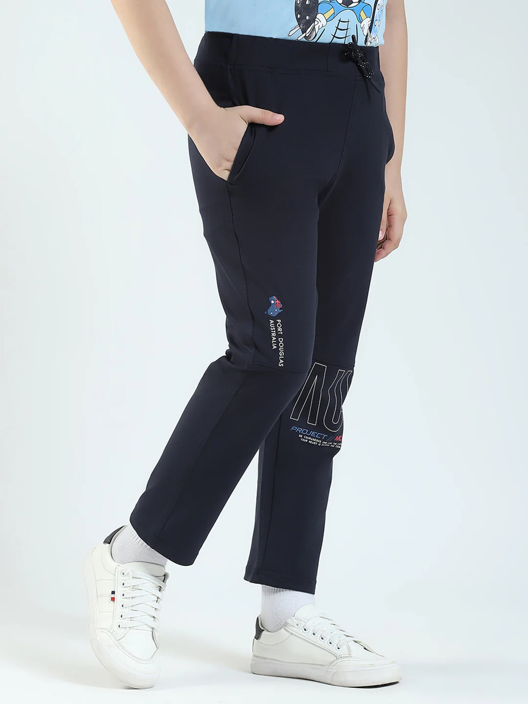 Boys Navy Blue Solid Regular Fit Lower - Image 4