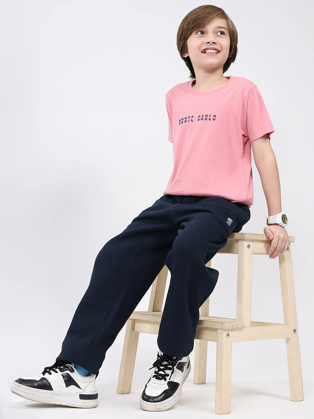Boys Navy Blue Solid Regular Fit Lower - Image 2