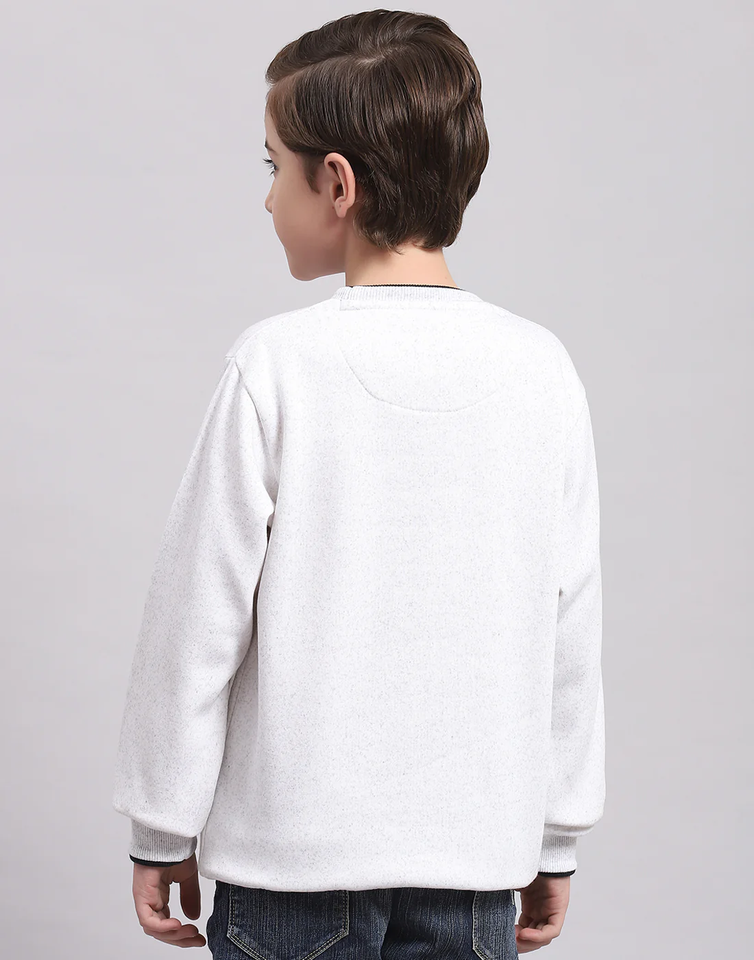 Boys Off White Printed Round Neck Full Sleeve Sweatshirt - Image 5