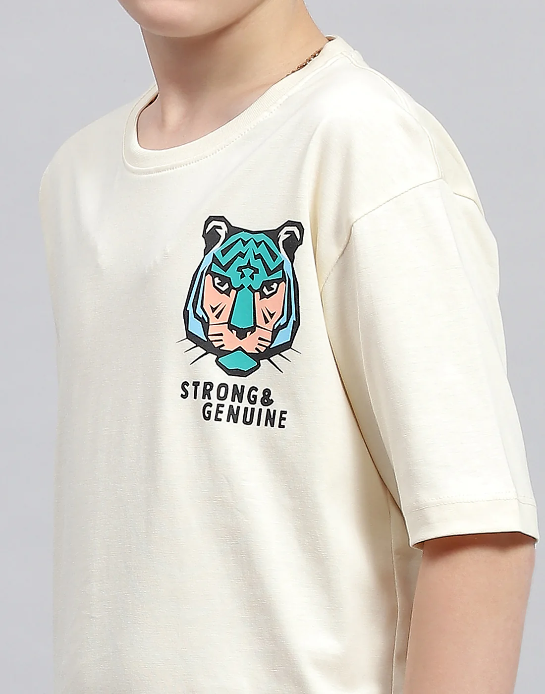 Boys Off White Printed Round Neck Half Sleeve T-Shirt - Image 7