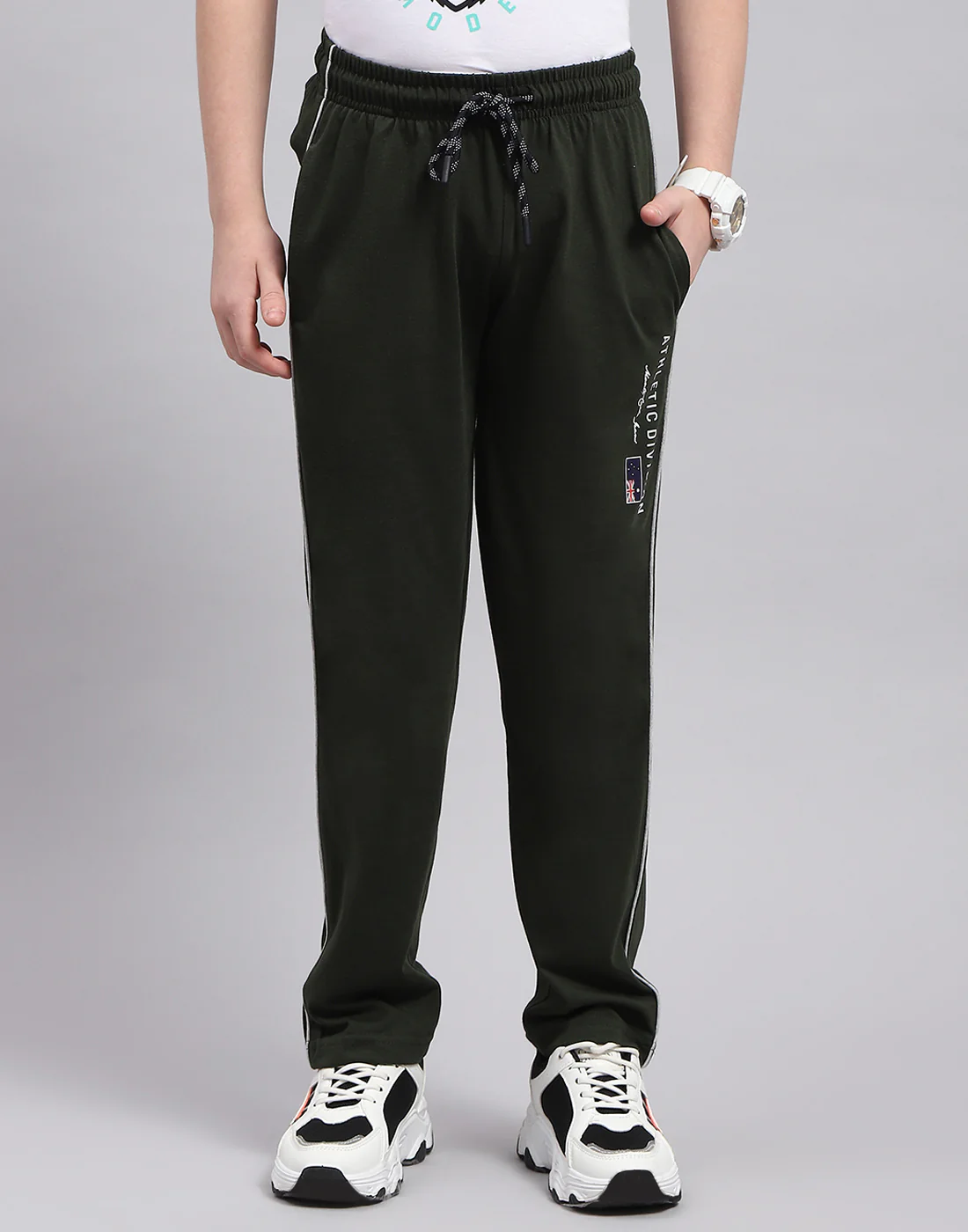 Boys Olive Printed Regular Fit Lower - Image 3