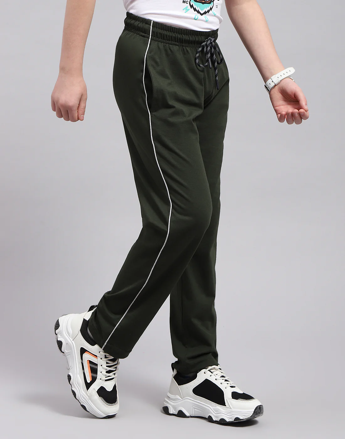 Boys Olive Printed Regular Fit Lower - Image 4