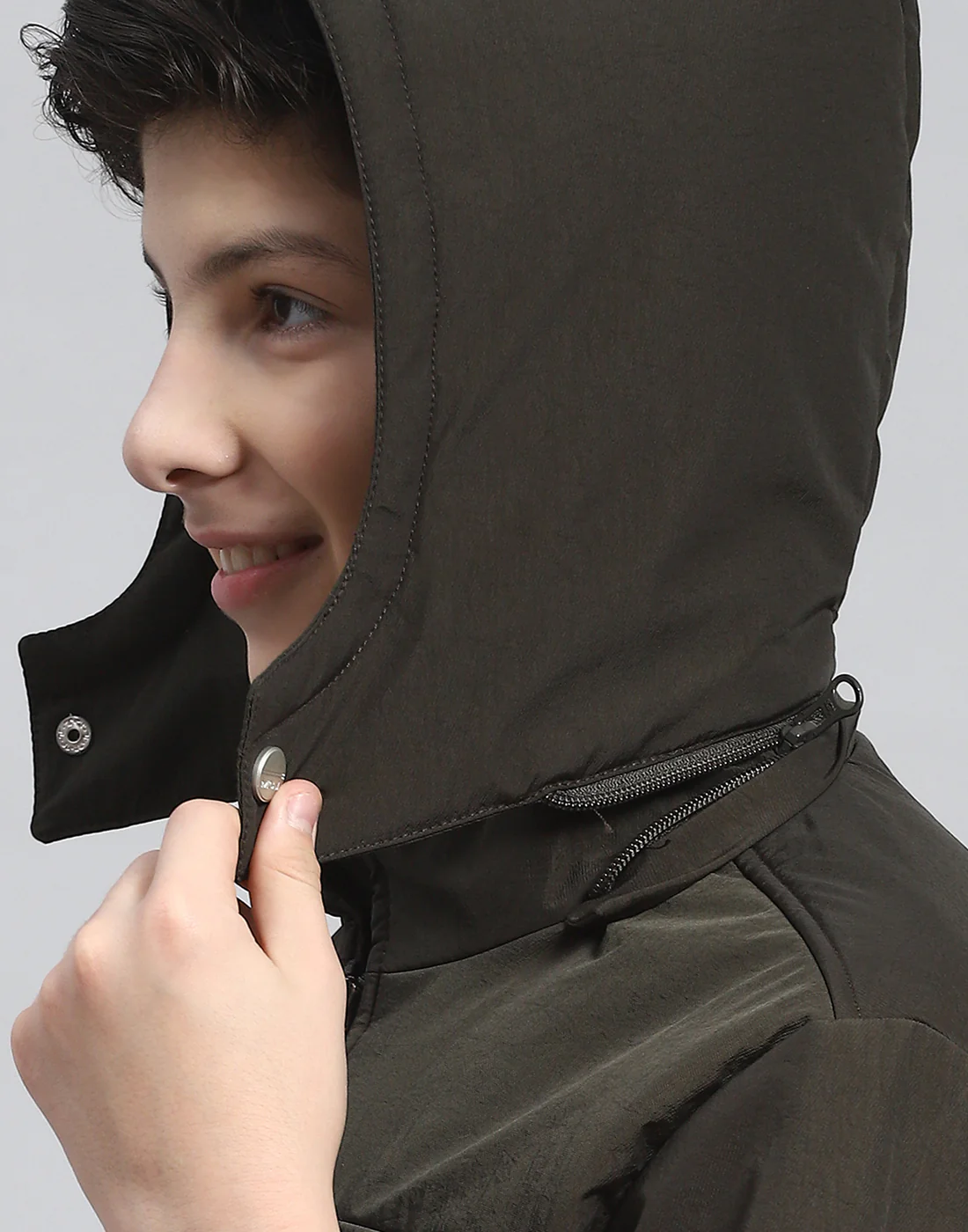 Boys Olive Solid Hooded Full Sleeve Boys Jacket - Image 8