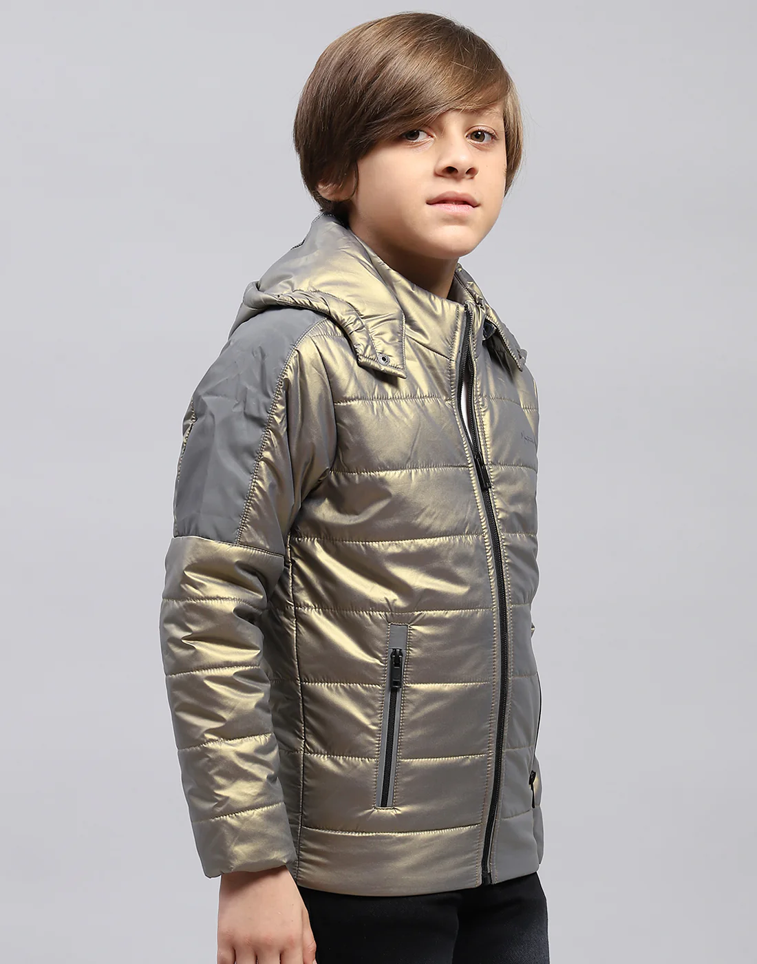 Boys Olive Solid Hooded Full Sleeve Jacket - Image 4