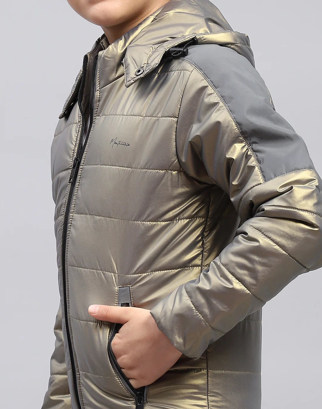Boys Olive Solid Hooded Full Sleeve Jacket - Image 6