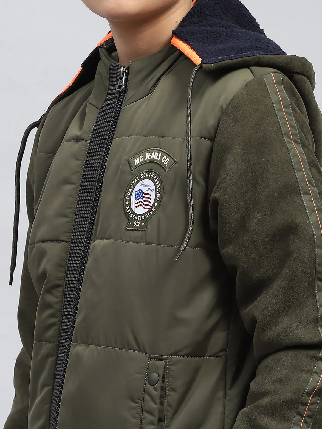 Boys Olive Solid Hooded Full Sleeve Jacket - Image 6