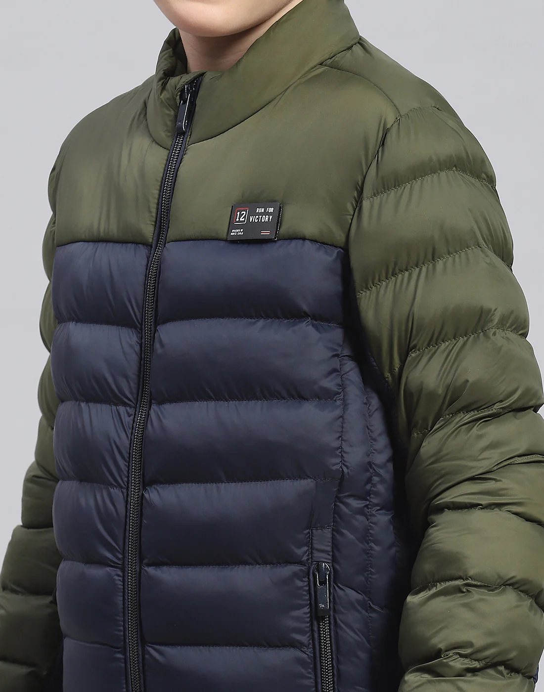 Boys Olive Solid Stand Collar Full Sleeve Boys Jacket - Image 7
