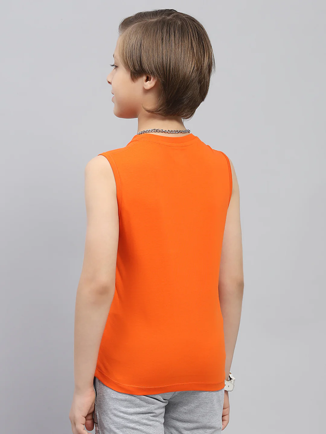 Boys Orange & Blue Printed Round Neck Sleeveless T-Shirt (Pack of 2) - Image 9