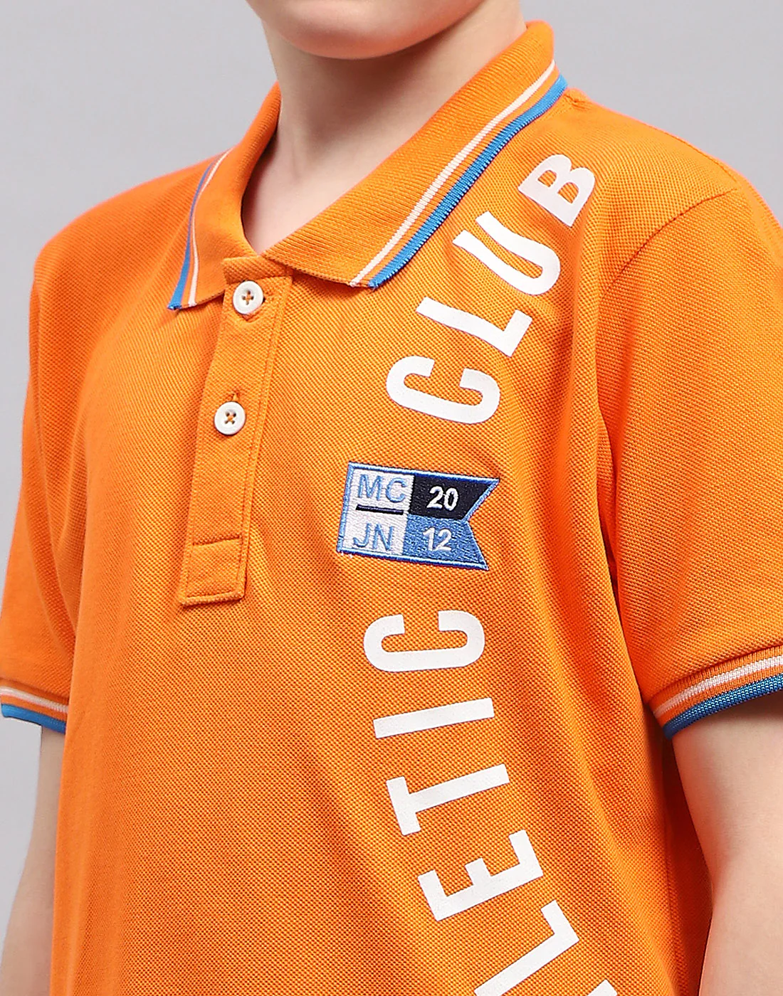 Boys Orange Printed Polo Collar Half Sleeve T-Shirt - Image 7