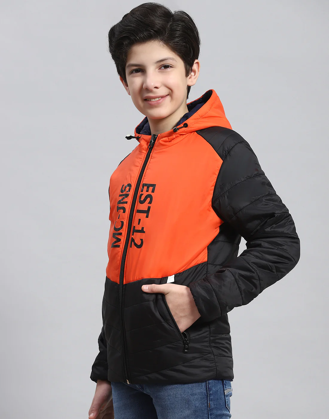 Boys Orange Solid Collar Full Sleeve Boys Jacket - Image 3