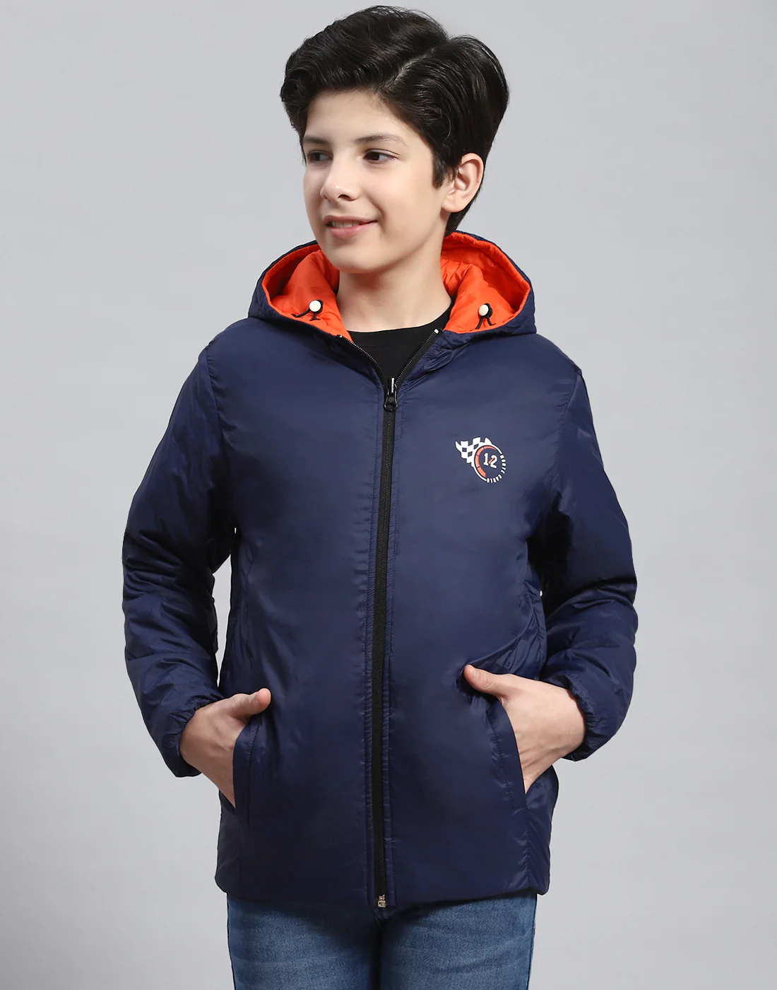Boys Orange Solid Collar Full Sleeve Boys Jacket - Image 6