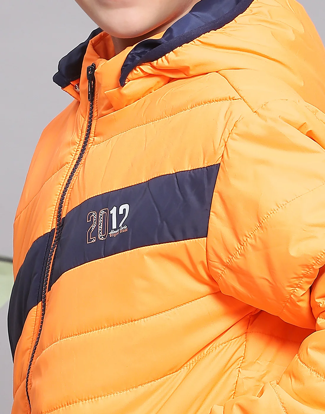 Boys Orange Solid Hooded Full Sleeve Boys Jacket - Image 7