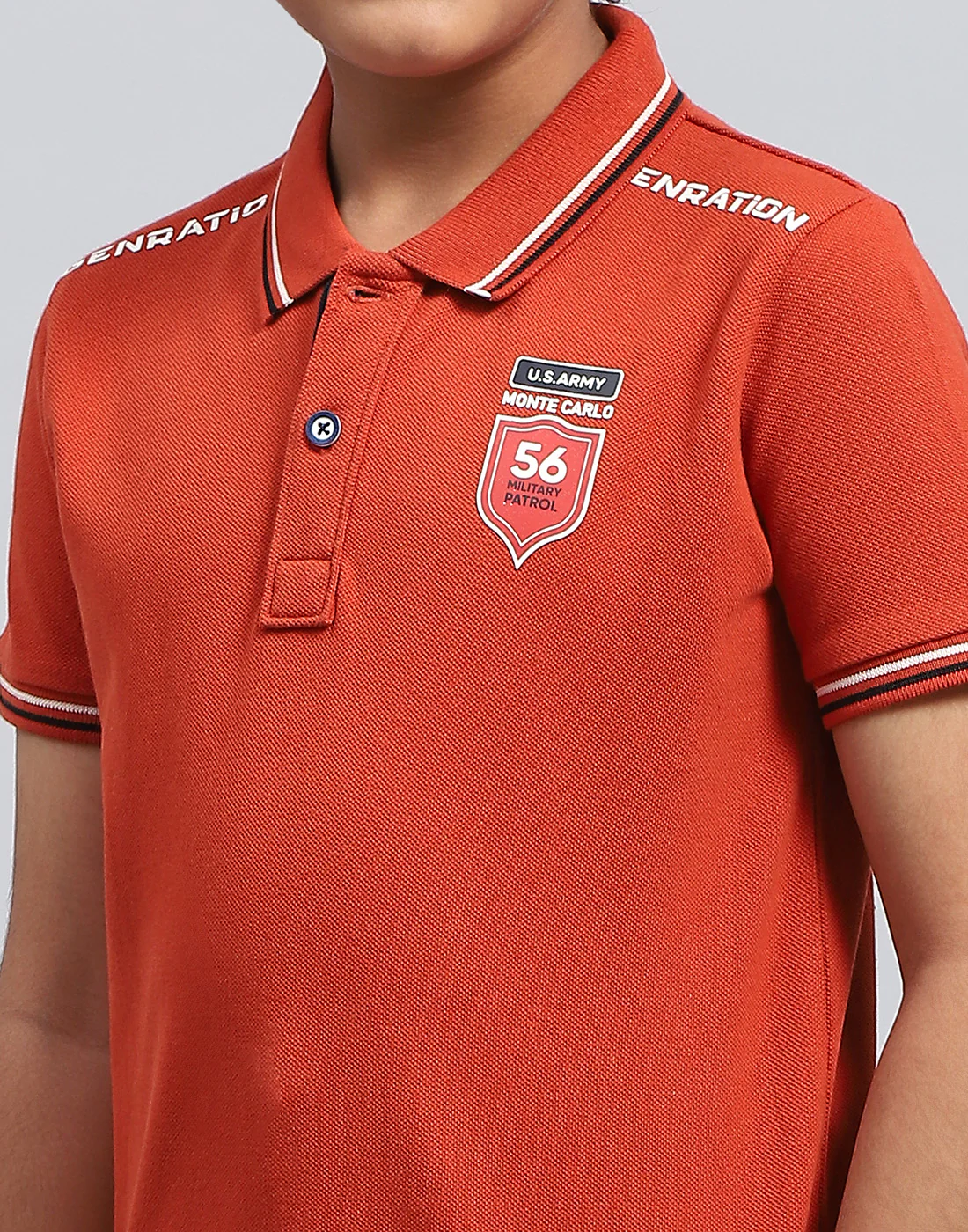 Boys Orange Solid Polo Collar Half Sleeve T-Shirt - Image 6