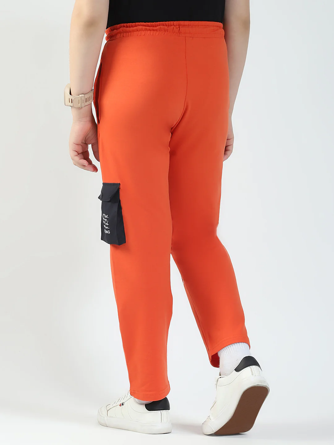 Boys Orange Solid Regular Fit Lower - Image 5