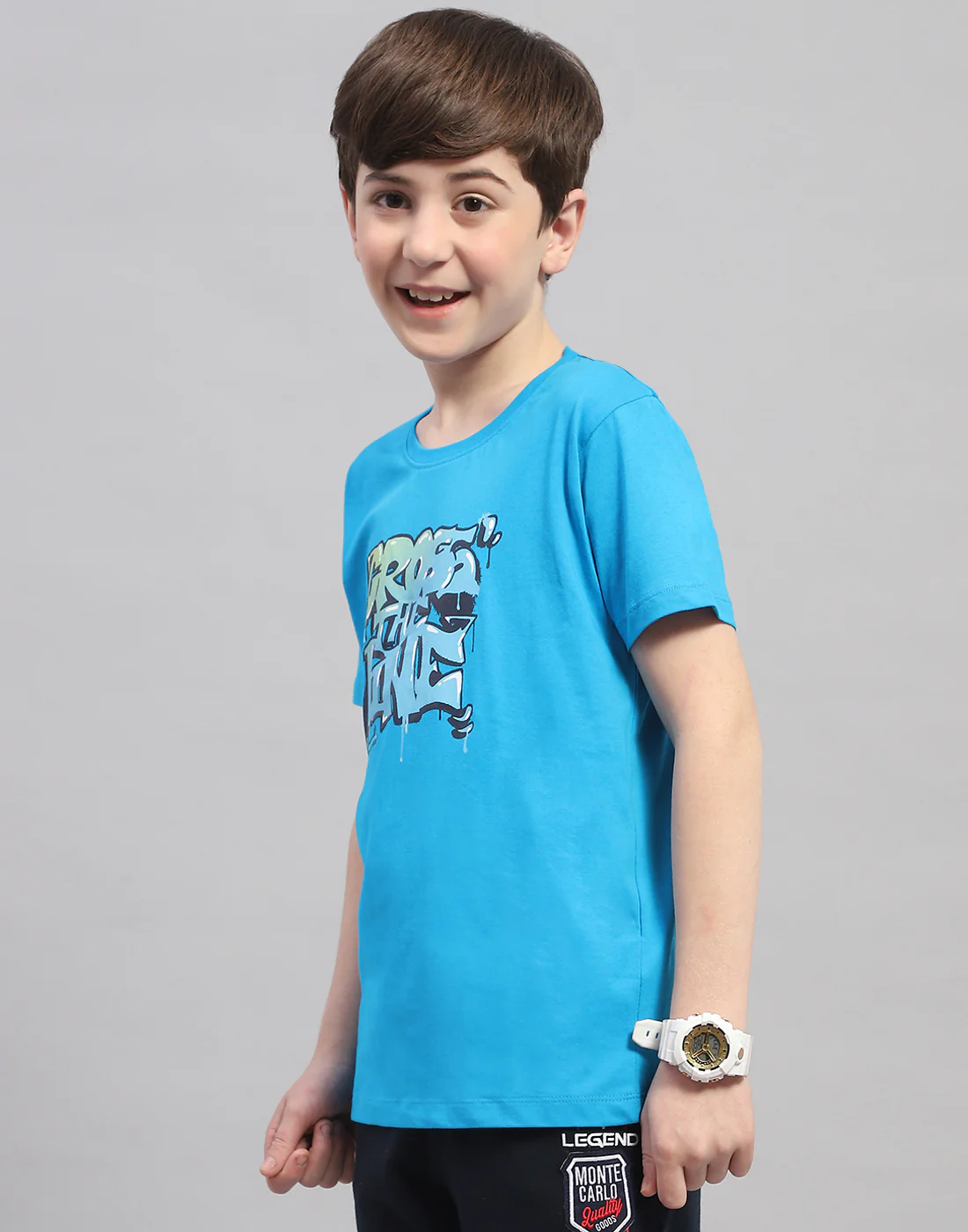 Boys Orange & Turquoise Blue Printed Round Neck Half Sleeve T-Shirt (Pack of 2) - Image 4