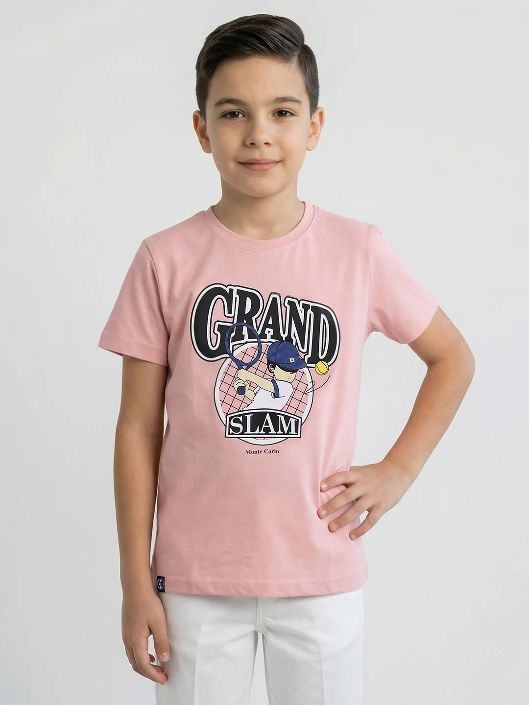 Boys Peach & Black Printed Round Neck Half Sleeve T-Shirt (Pack of 2) - Image 5