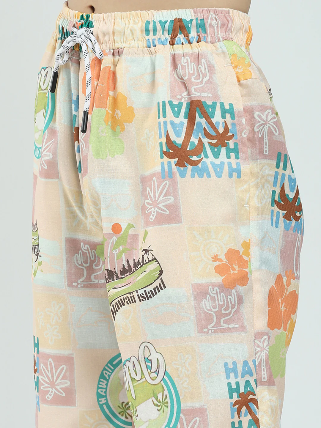 Boys Peach Printed Collar Half Sleeve Cords Set - Image 10