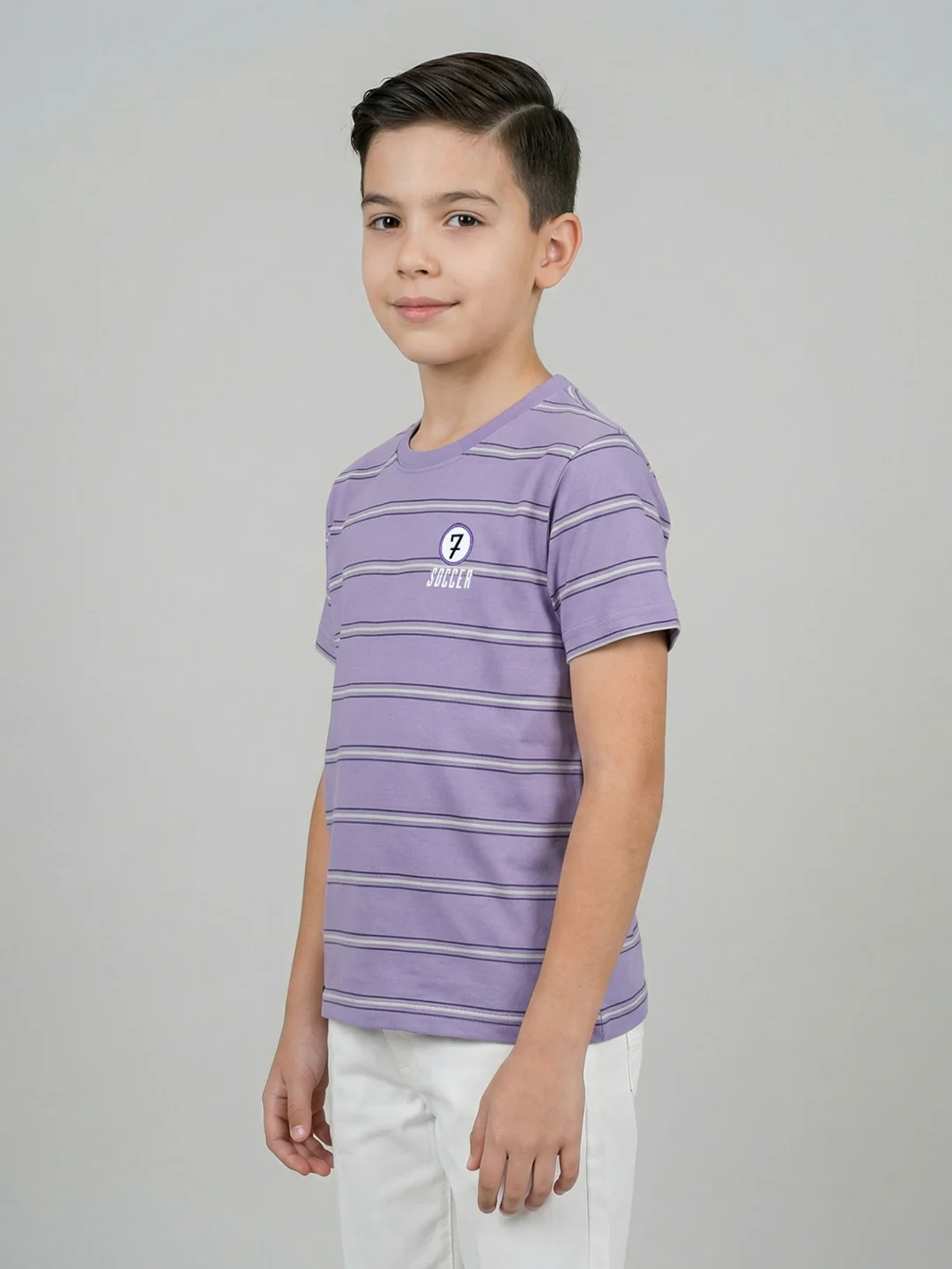 Boys Peach, Yellow & Purple Printed Round Neck Half Sleeve T-Shirt (Pack of 3) - Image 10