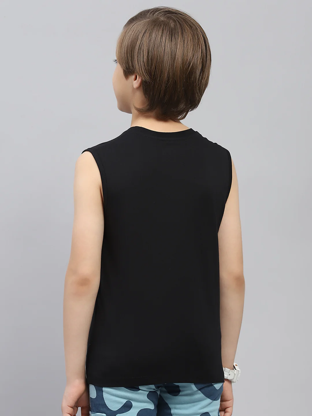 Boys Pink & Black Printed Round Neck Sleeveless T-Shirt (Pack of 2) - Image 9