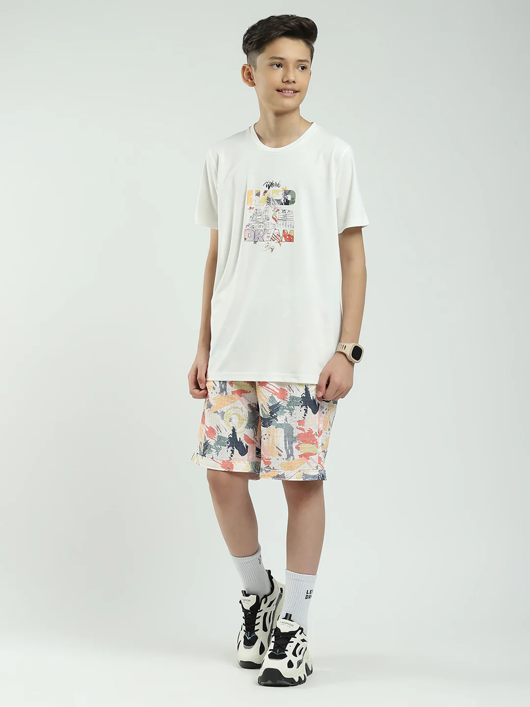 Boys Pink Printed Collar Half Sleeve Cords Set - Image 7