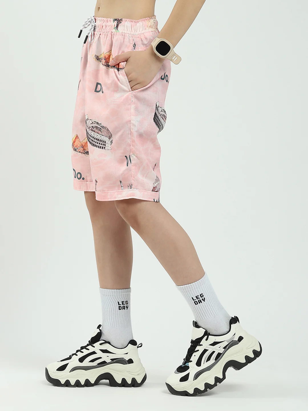 Boys Pink Printed Collar Half Sleeve Cords Set - Image 8