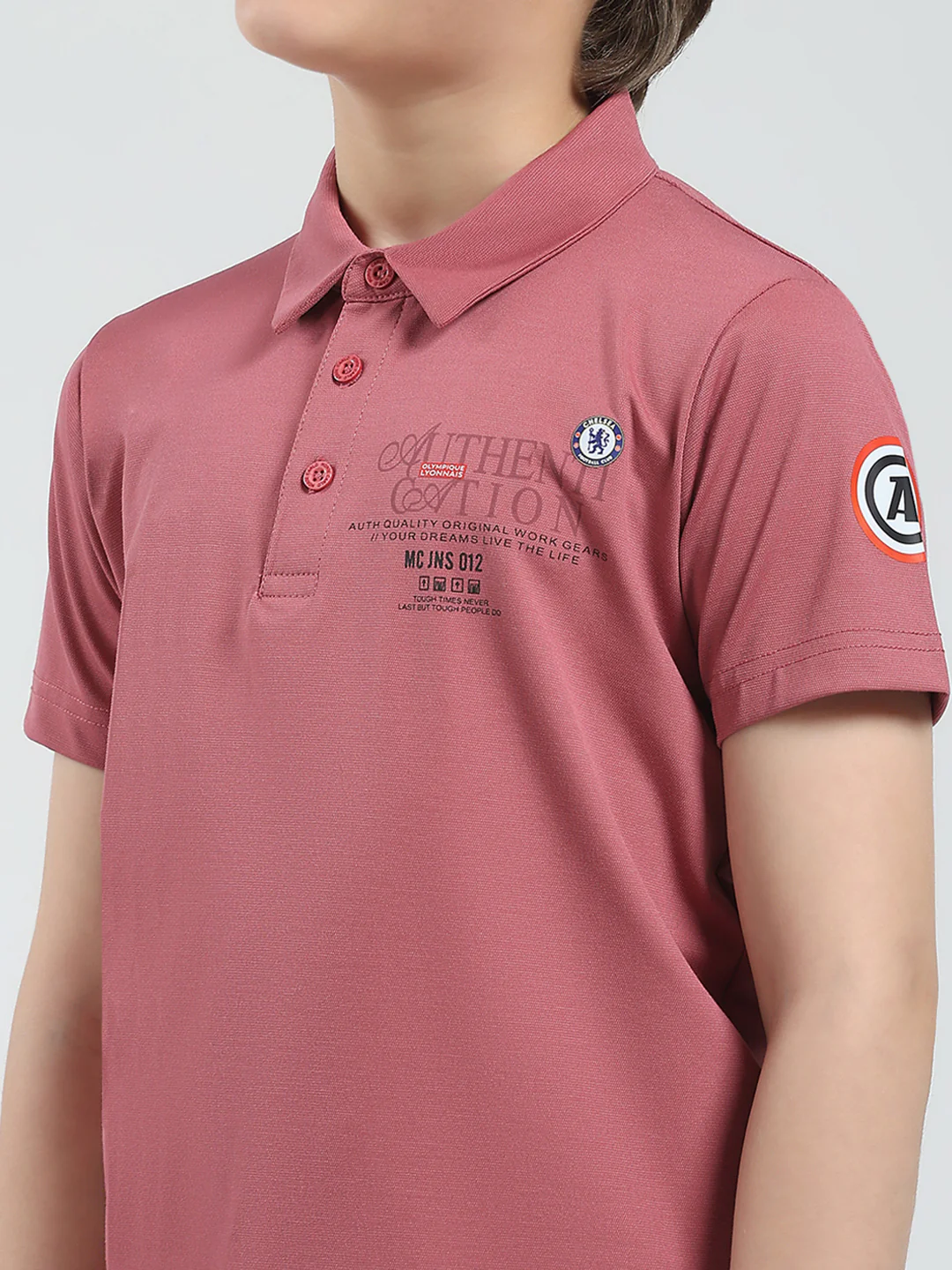 Boys Pink Printed Collar Half Sleeve T-Shirt - Image 6
