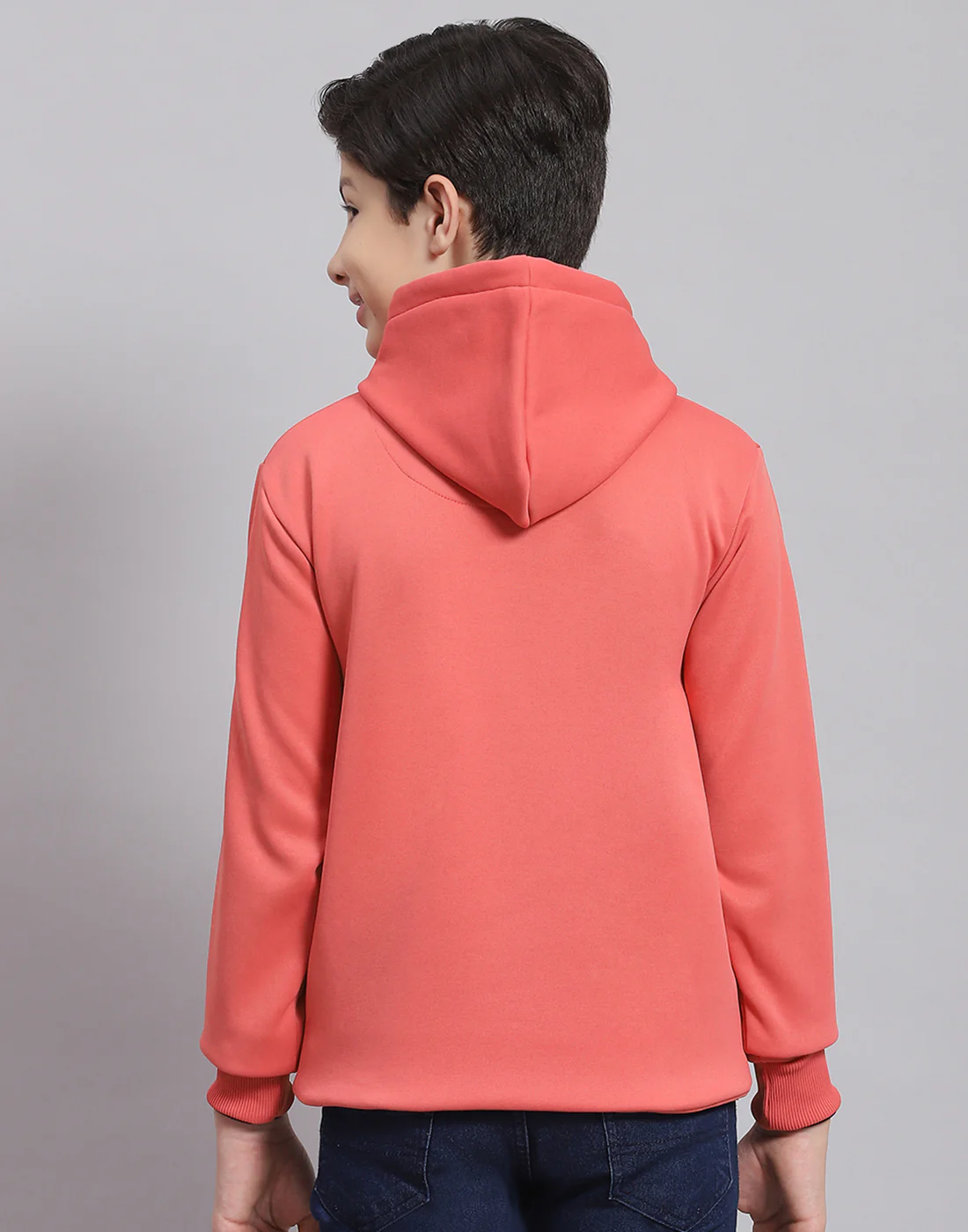 Boys Pink Printed Hooded Full Sleeve Sweatshirt - Image 5