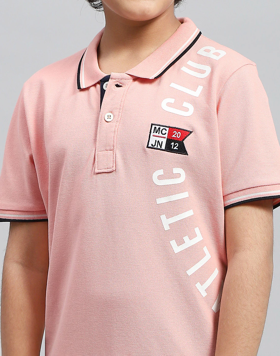 Boys Pink Printed Polo Collar Half Sleeve T-Shirt - Image 6