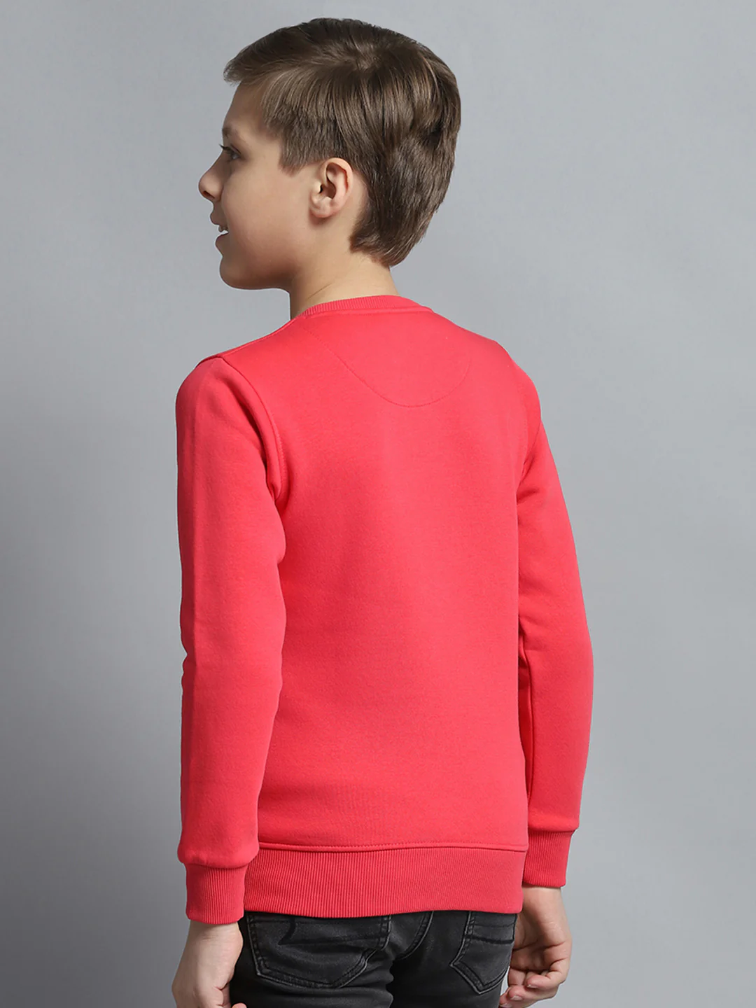 Boys Pink Printed Round Neck Full Sleeve Pullover - Image 5