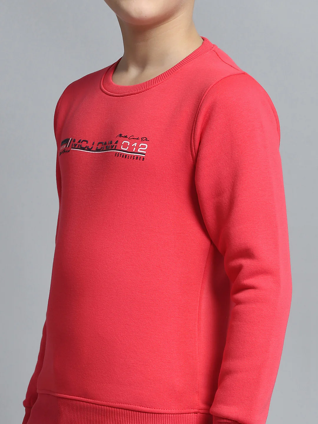 Boys Pink Printed Round Neck Full Sleeve Pullover - Image 7