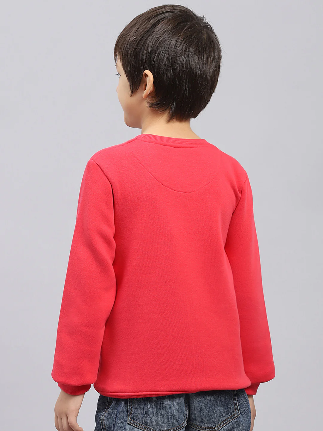 Boys Pink Printed Round Neck Full Sleeve Sweatshirt - Image 5