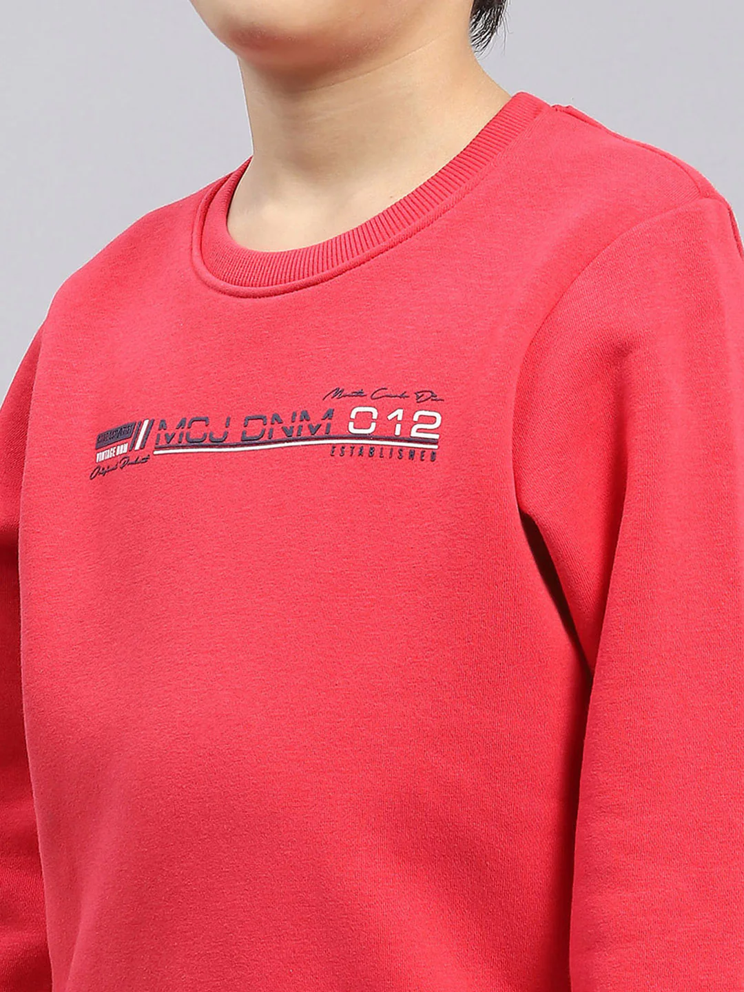 Boys Pink Printed Round Neck Full Sleeve Sweatshirt - Image 6