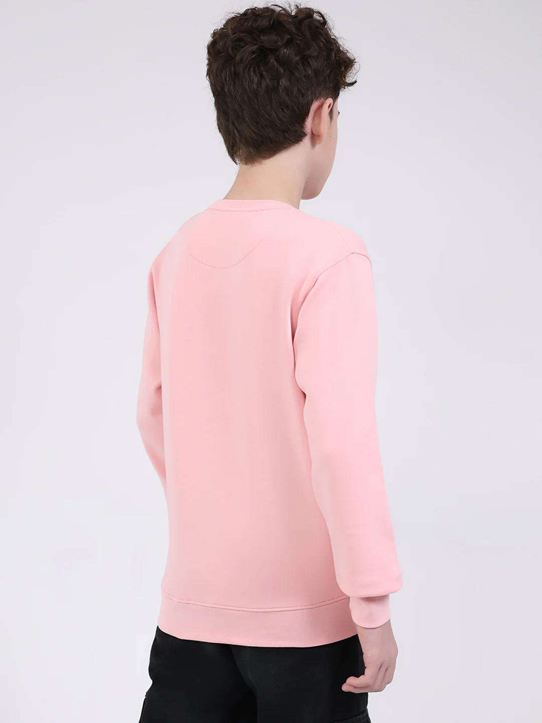 Boys Pink Printed Round Neck Full Sleeve Sweatshirt - Image 5