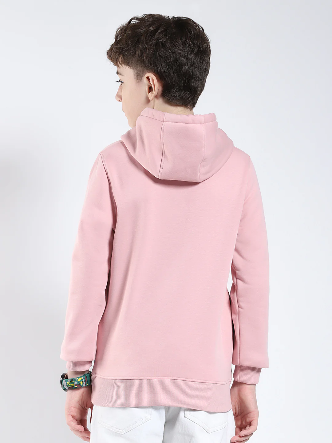 Boys Pink Printed Round Neck Full Sleeve Sweatshirt - Image 5