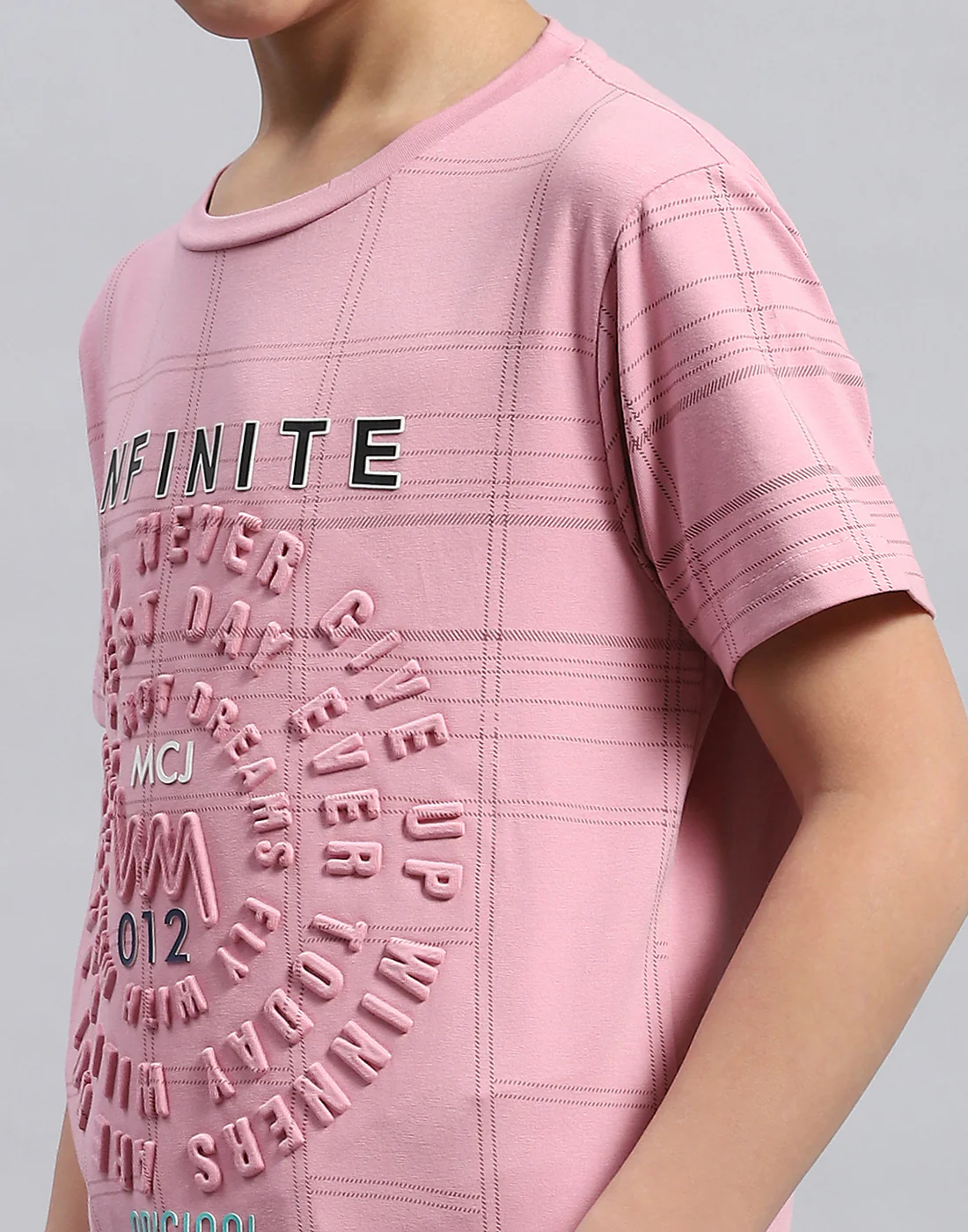 Boys Pink Printed Round Neck Half Sleeve T-Shirt - Image 6