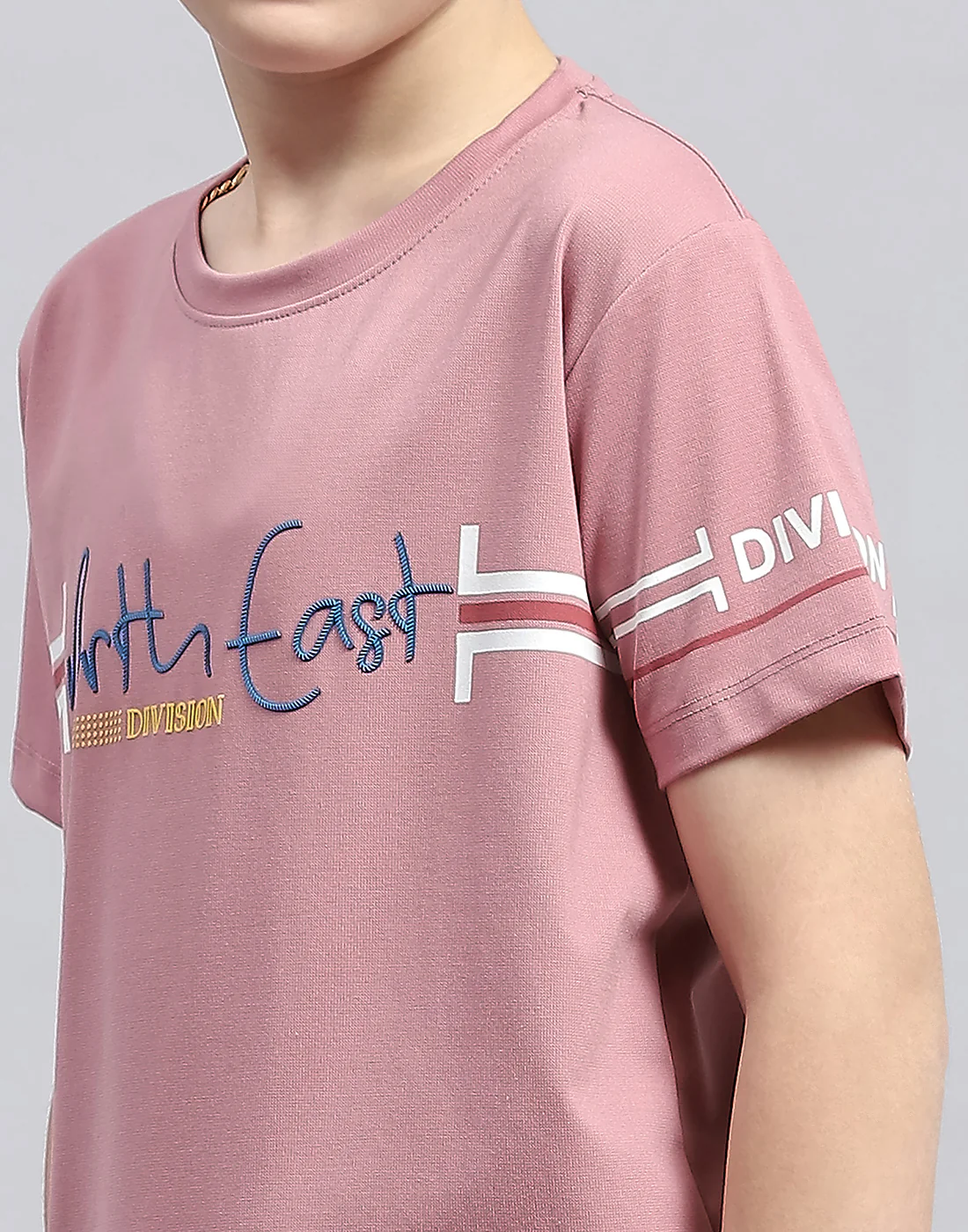Boys Pink Printed Round Neck Half Sleeve T-Shirt - Image 6