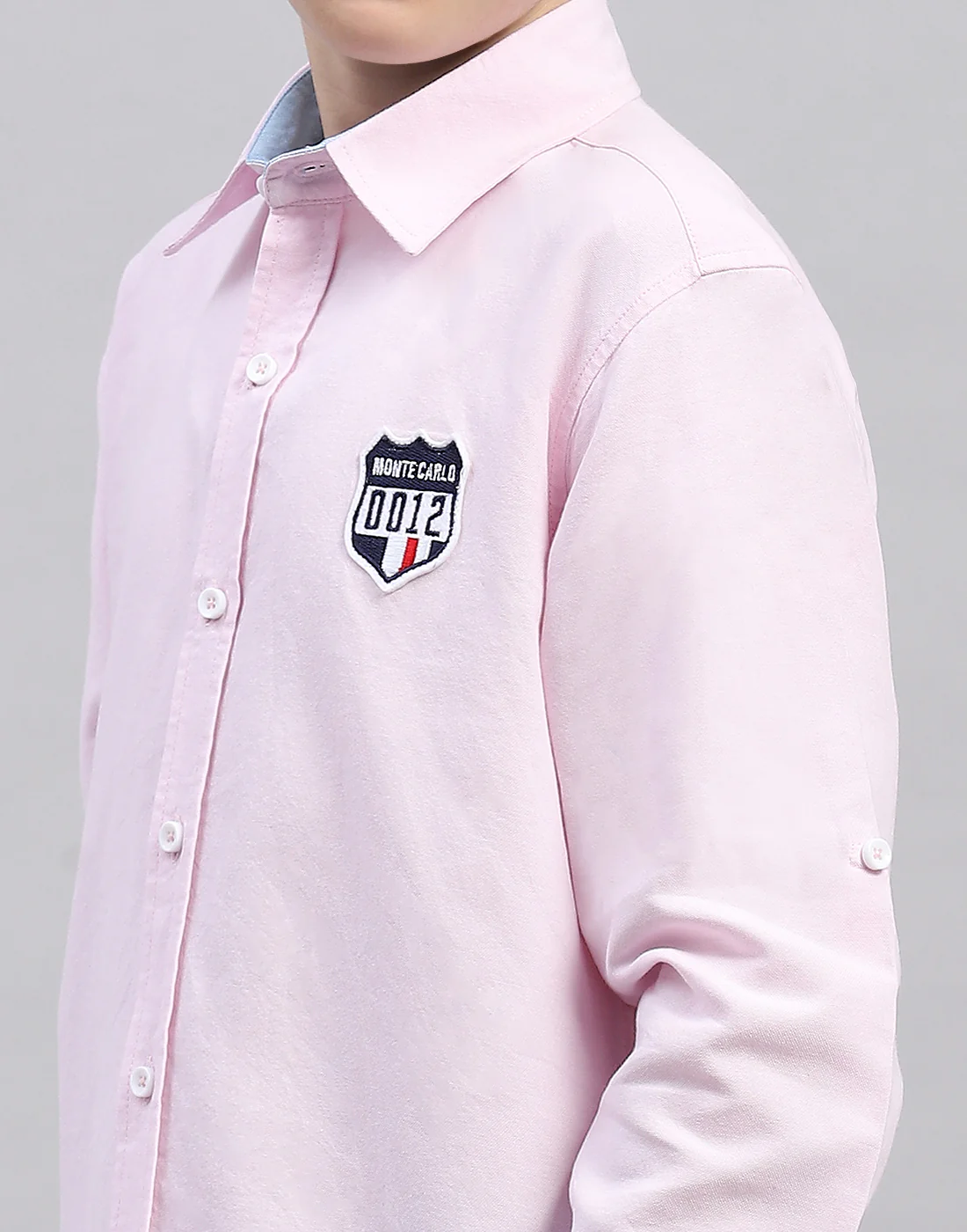 Boys Pink Solid Collar Half Sleeve Shirt - Image 7