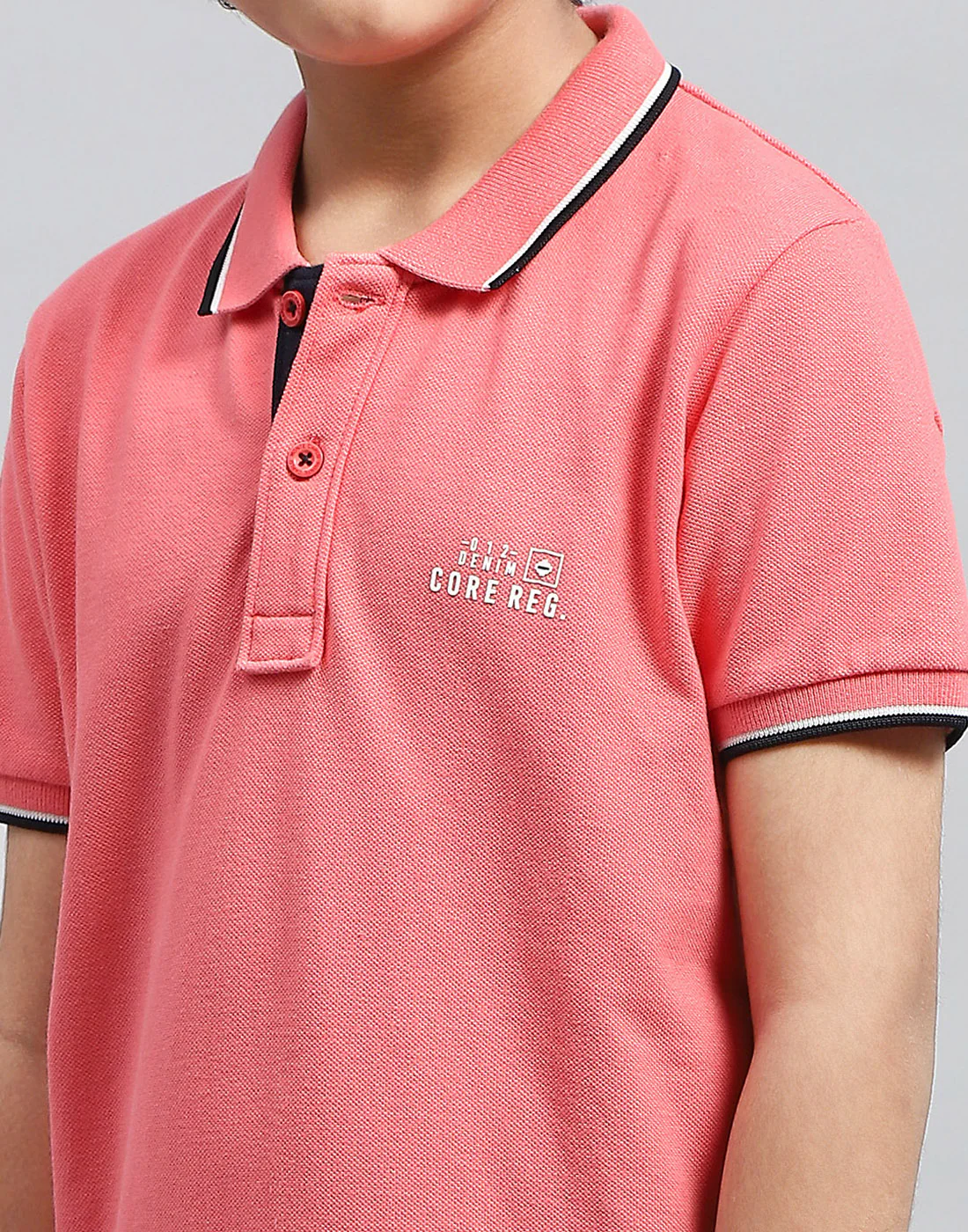 Boys Pink Solid Polo Collar Half Sleeve T-Shirt - Image 6