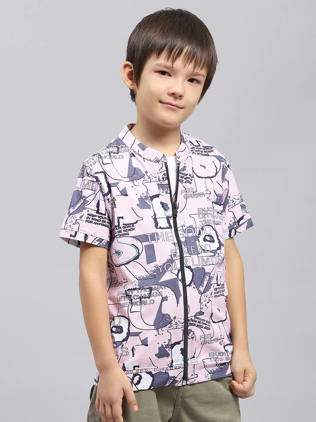 Boys Pink & White Printed Round Neck Half Sleeve Pack of T-Shirt & Shirt - Image 4