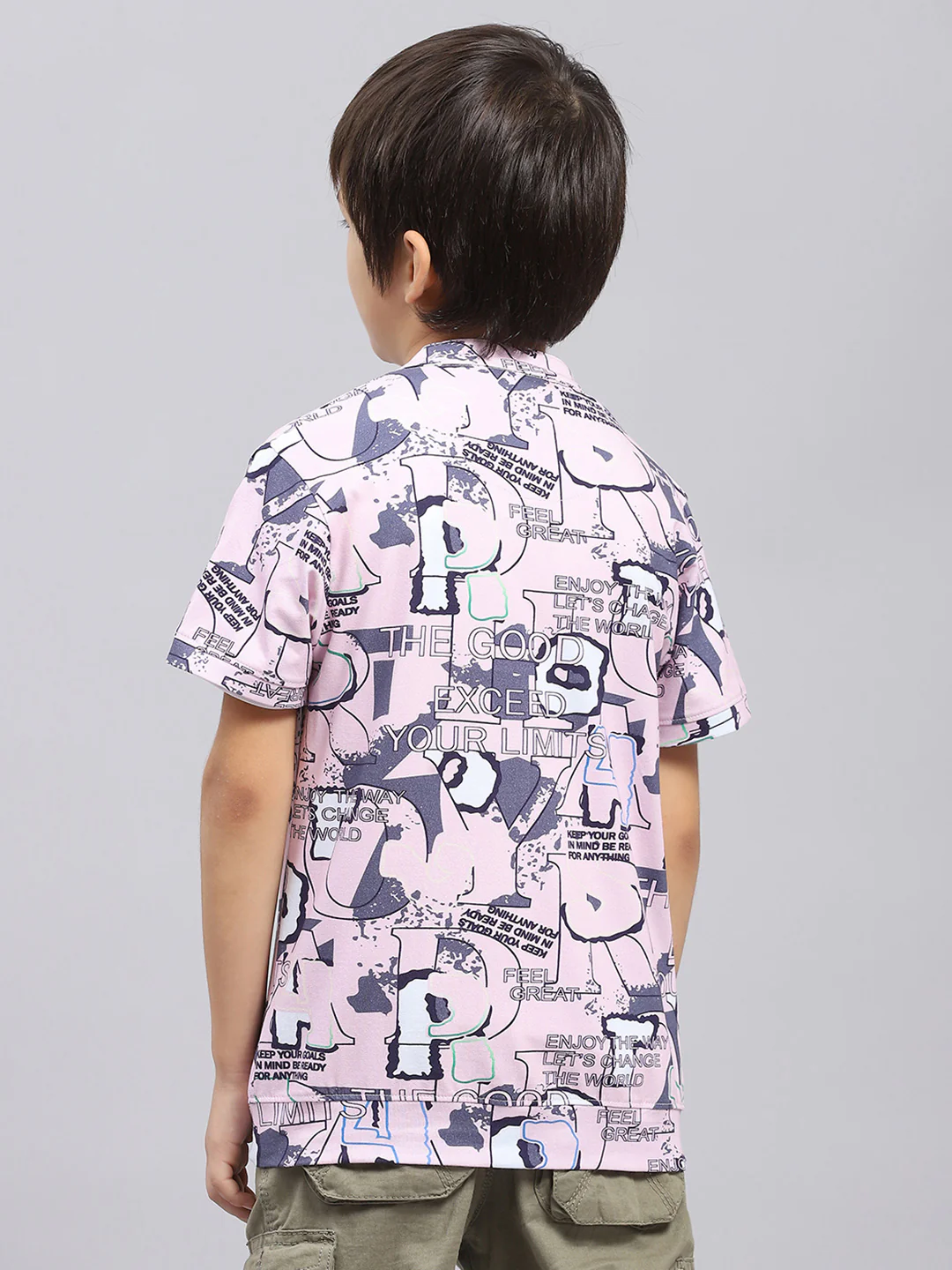 Boys Pink & White Printed Round Neck Half Sleeve Pack of T-Shirt & Shirt - Image 5