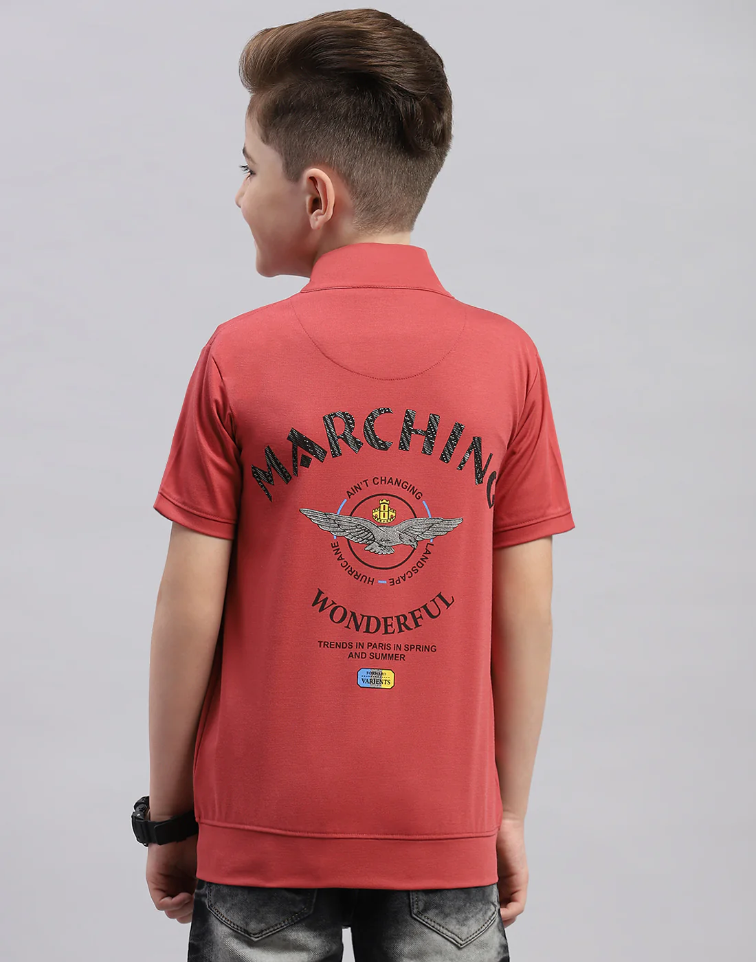 Boys Pink & White Printed Round Neck Half Sleeve T-Shirt (Pack of 2) - Image 5