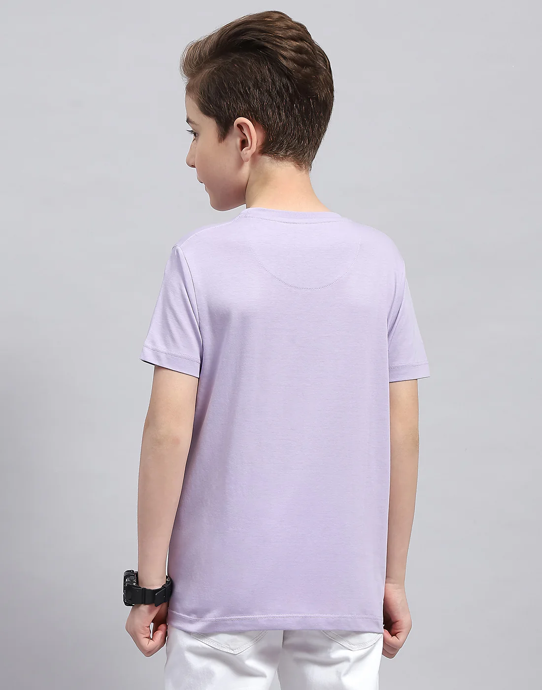 Boys Purple Printed Round Neck Half Sleeve T-Shirt - Image 5