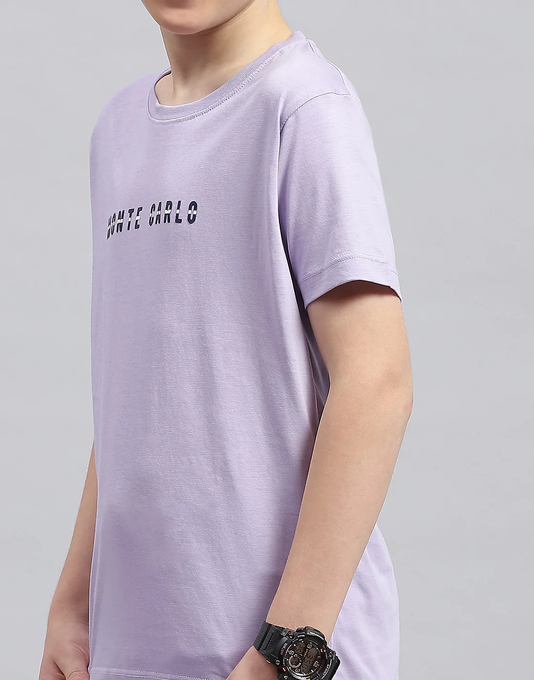 Boys Purple Printed Round Neck Half Sleeve T-Shirt - Image 6