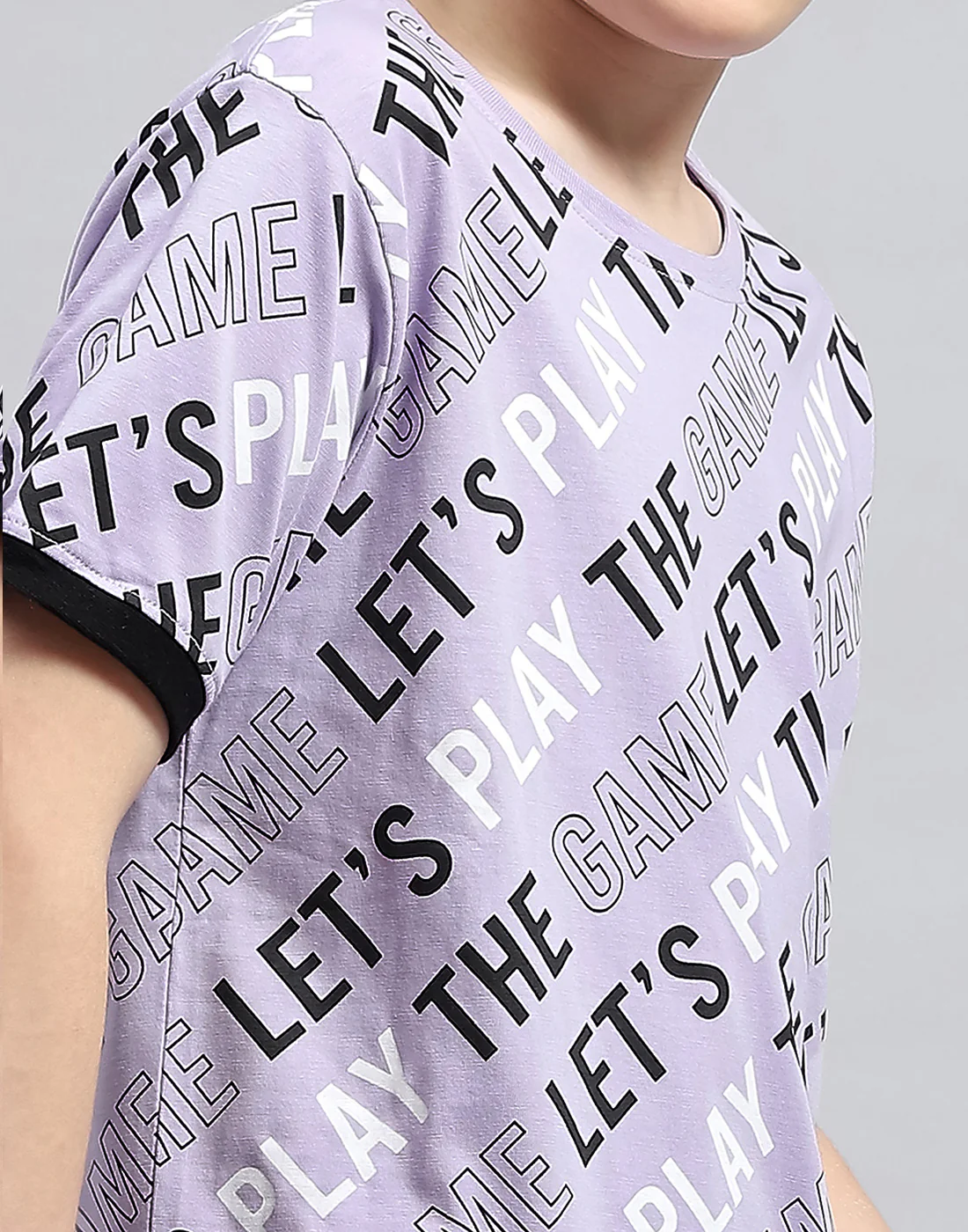 Boys Purple Printed Round Neck Half Sleeve T-Shirt - Image 6